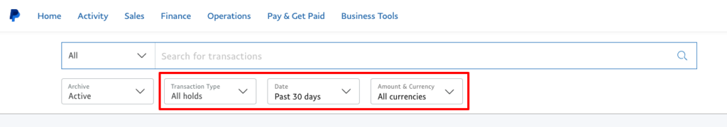 This image shows the All holds transaction in a PayPal account. 