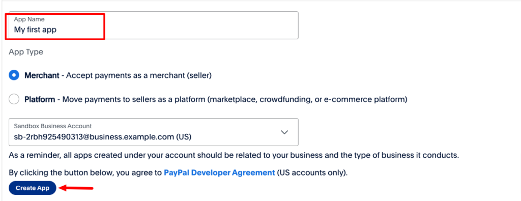 This is an image that shows how to create an app to connect PayPal to WooCommerce