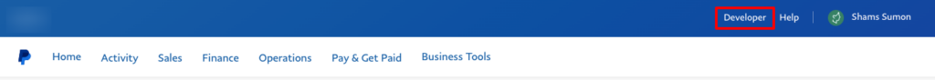 This image shows how to enable developer mode on PayPal
