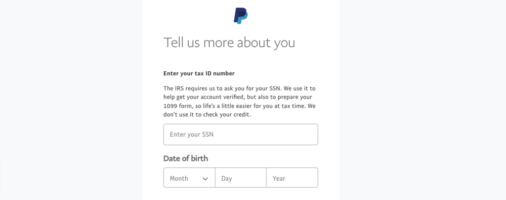 This image shows two fields- SSN and date of birth to fill up.