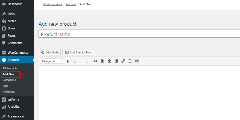 A screenshot of adding new product on Dokan marketplace to create a real estate marketplace