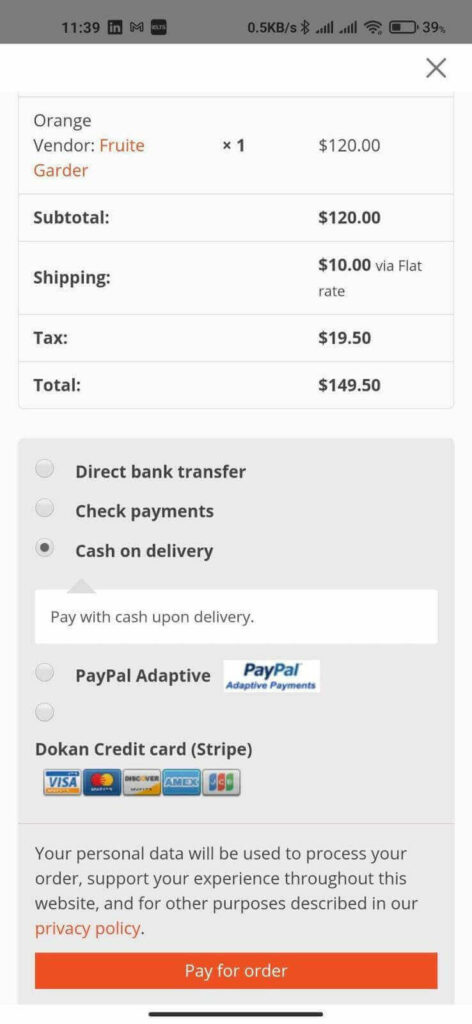 This is an image that shows how to complete the payment option while ordering something online.