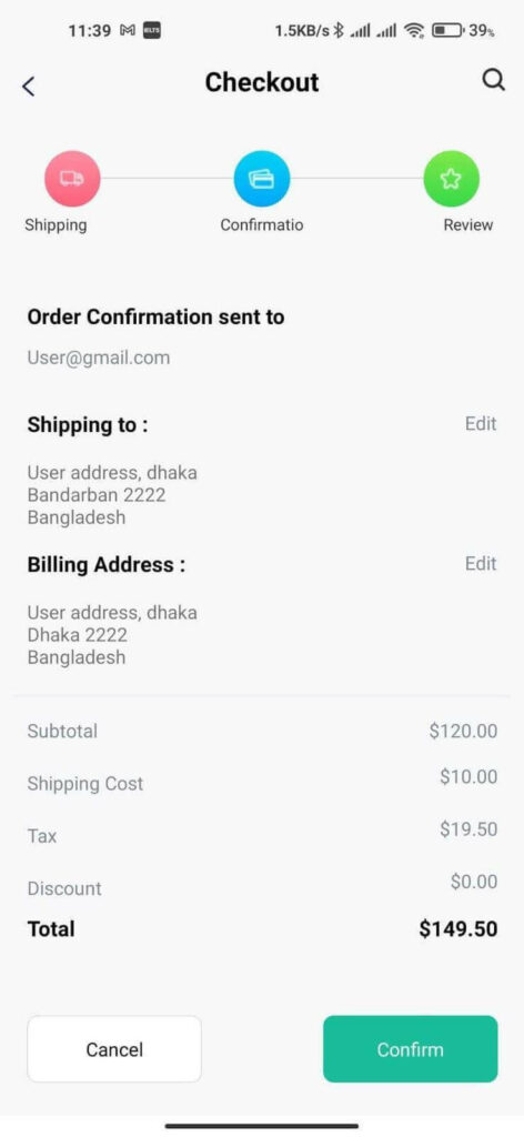 This is a screenshot to show how to review an order before placing it finally.