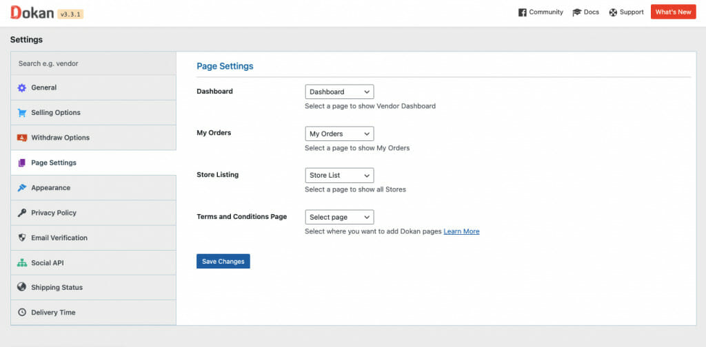 A screenshot to configure general settings of Dokan marketplace solution