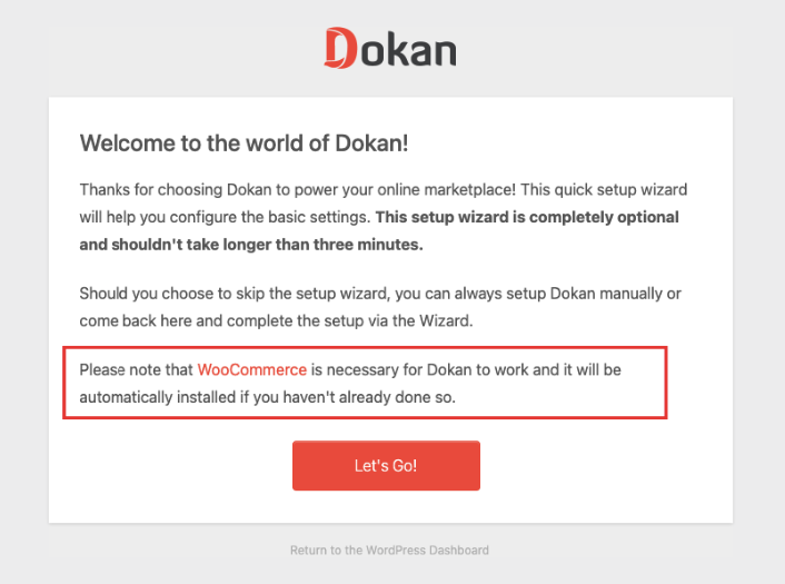 A screenshot of dokan multivendor marketplace setup wizard