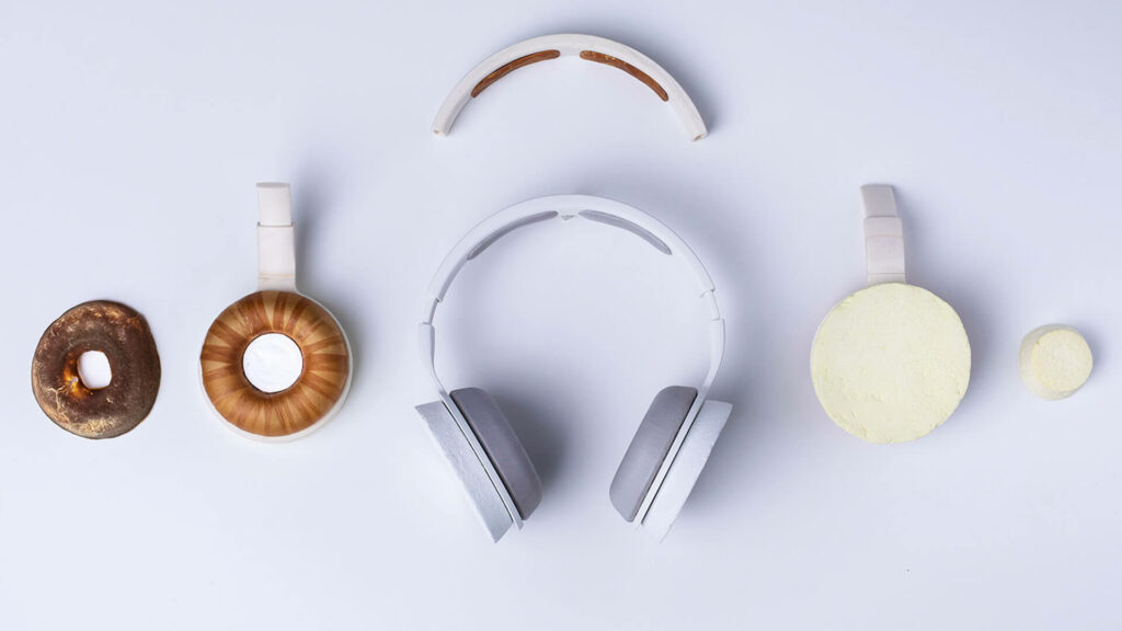 An illustration of eco-friendly headphones