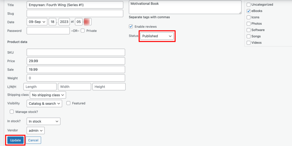 This image to show how to approve a downloadable product as an admin