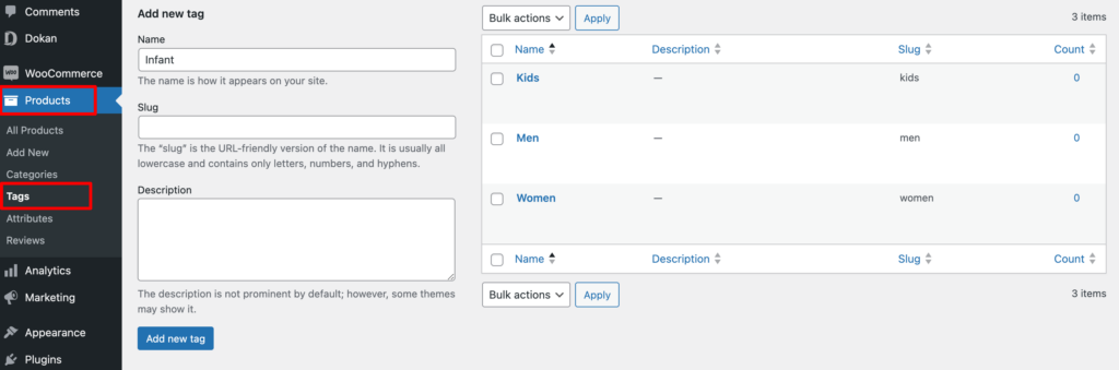 This image shows how to create categories from the backend