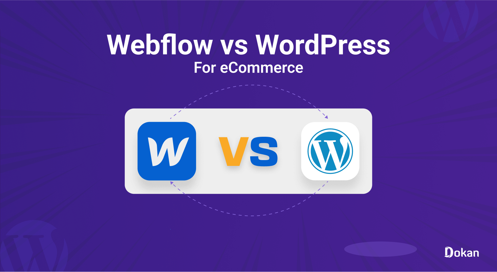 This image shows Webflow vs WordPress for eCommerce stores.