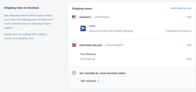 A screenshot to set up shopify sales tax