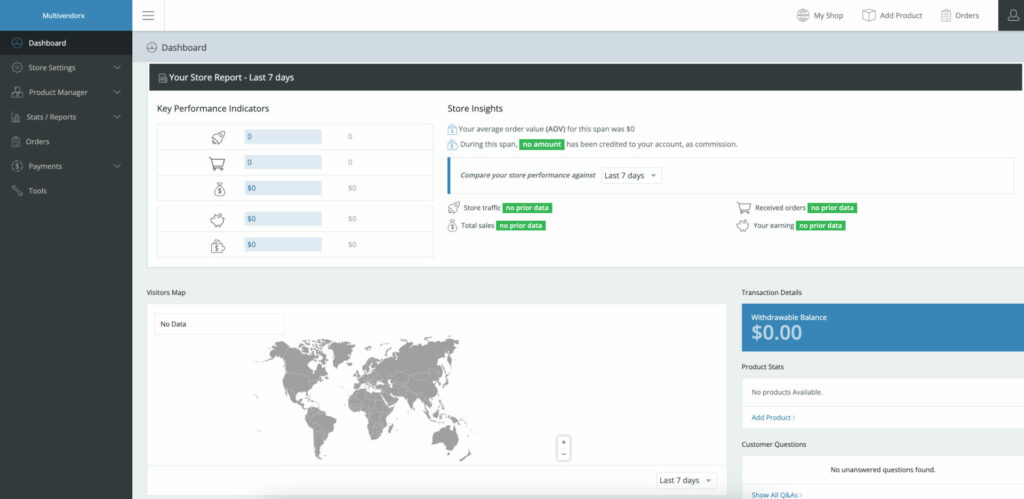 This is the screenshot of MultivendorX vendor dashboard
