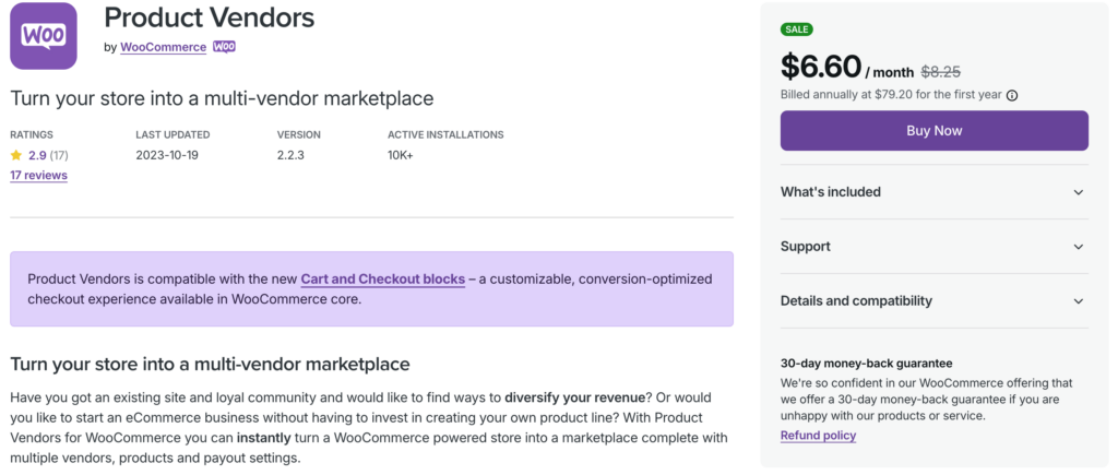 This is a screenshot to homepage of WooCommerce product vendors