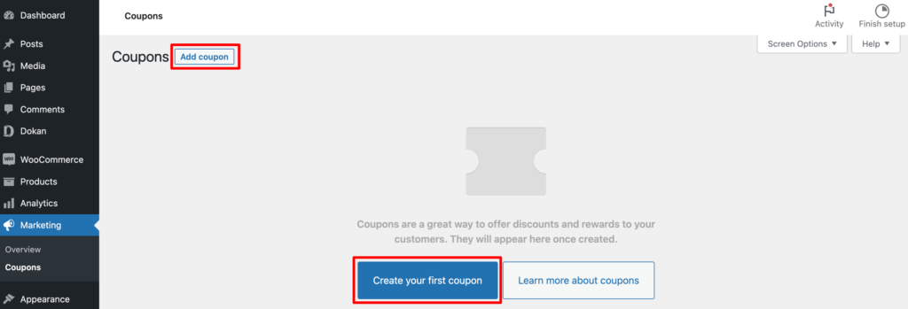 This is a screenshot that shows how to create a coupon