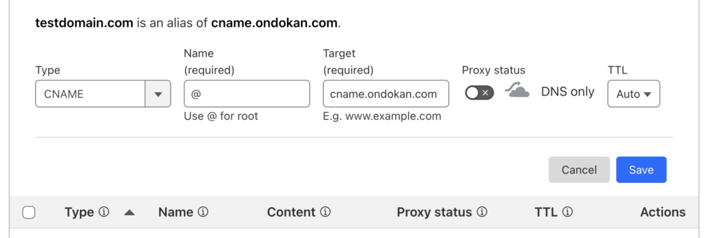 A screenshot to Dokan cloud domain name change