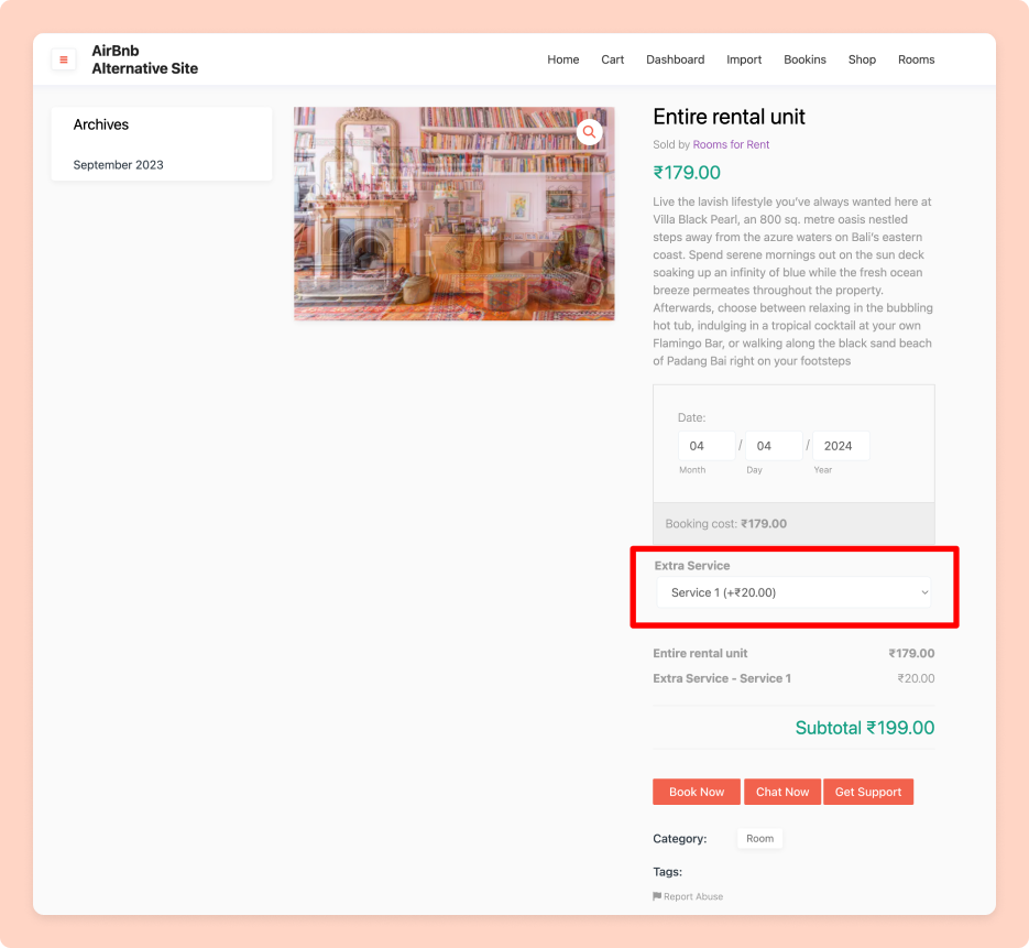 This is a screenshot of product addon in product page