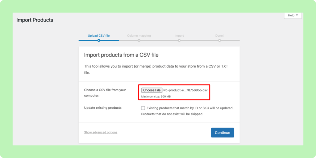 This image shows the WooCommerce product upload option