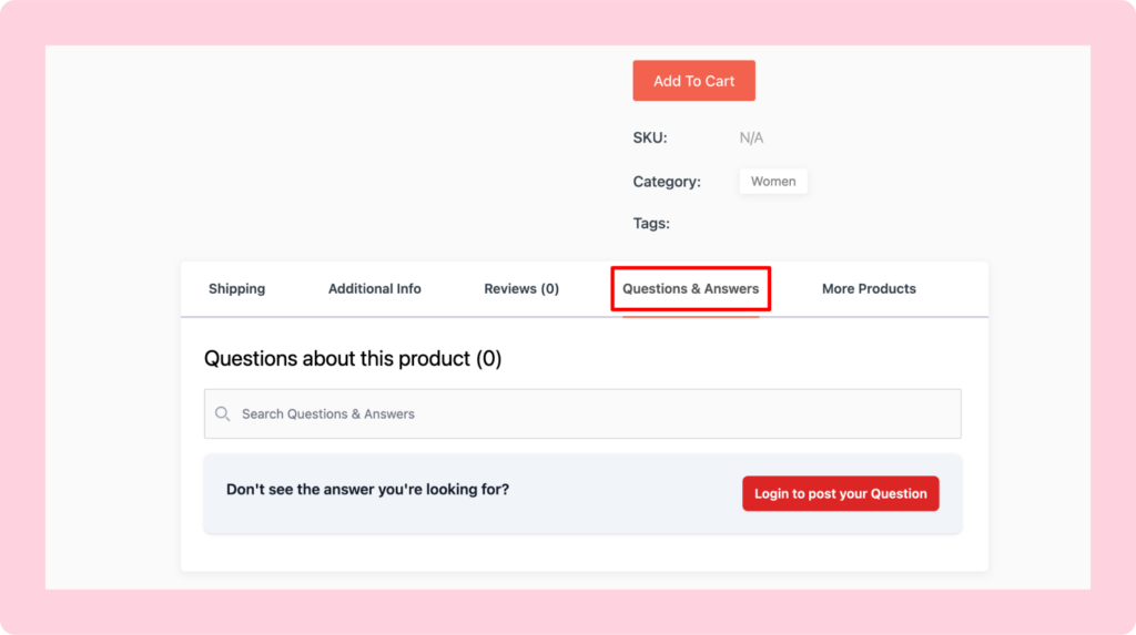 This image shows the Questions & Answers section on a product page