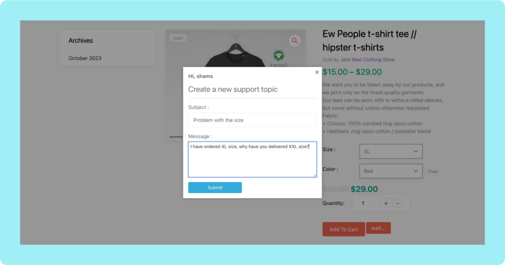 This image shows how to submit a ticket as a customer