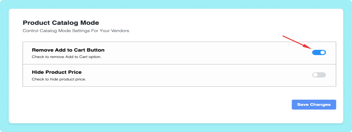 This image shows Dokan Product Catalog mode in the setting section while configuring Dokan product catalog feature