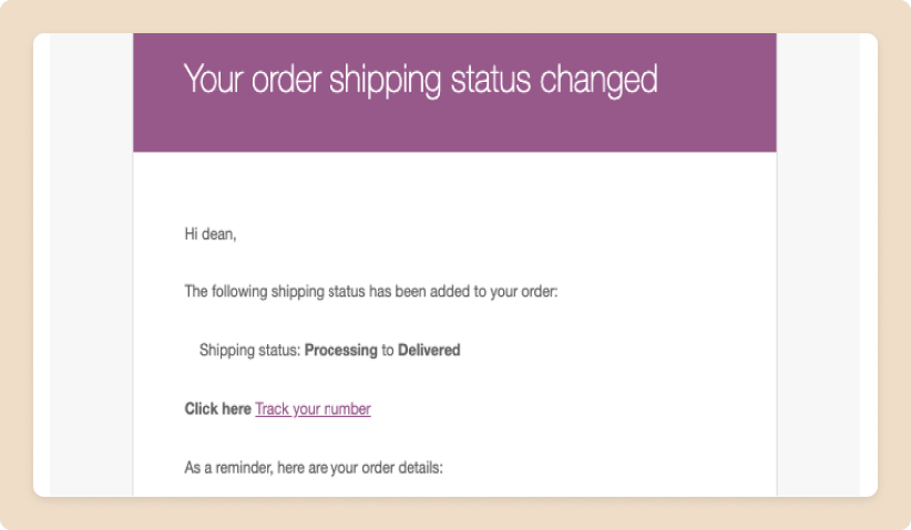 This image shows process changed emails Dokan shipping status