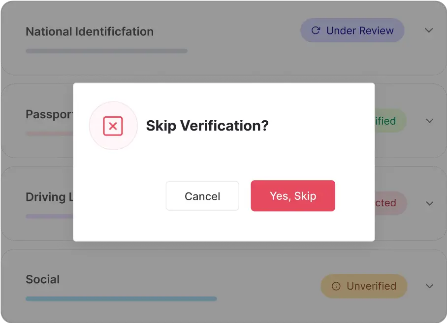 verification process with more freedom and