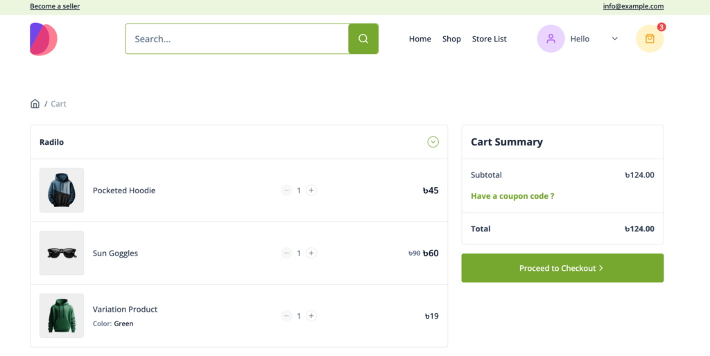 This is a screenshot of Checkout page