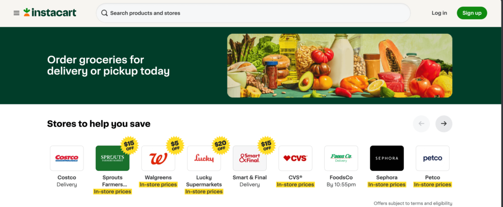 This is a screenshot of instacart