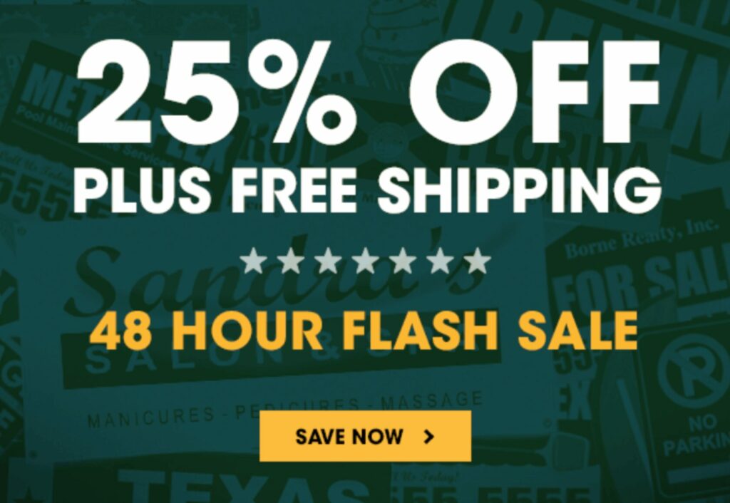 This image shows a flash sale example that is offering 25% off