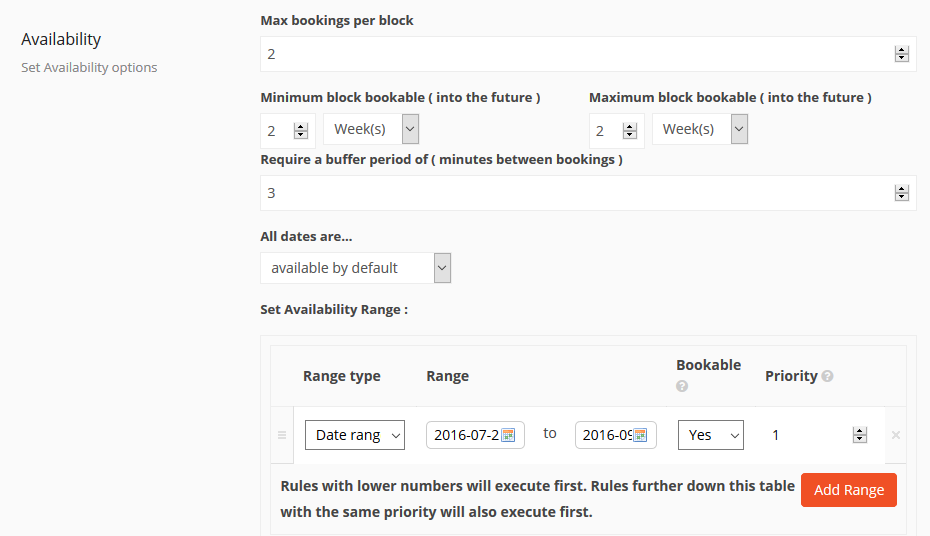 This is a screenshot of Dokan Booking