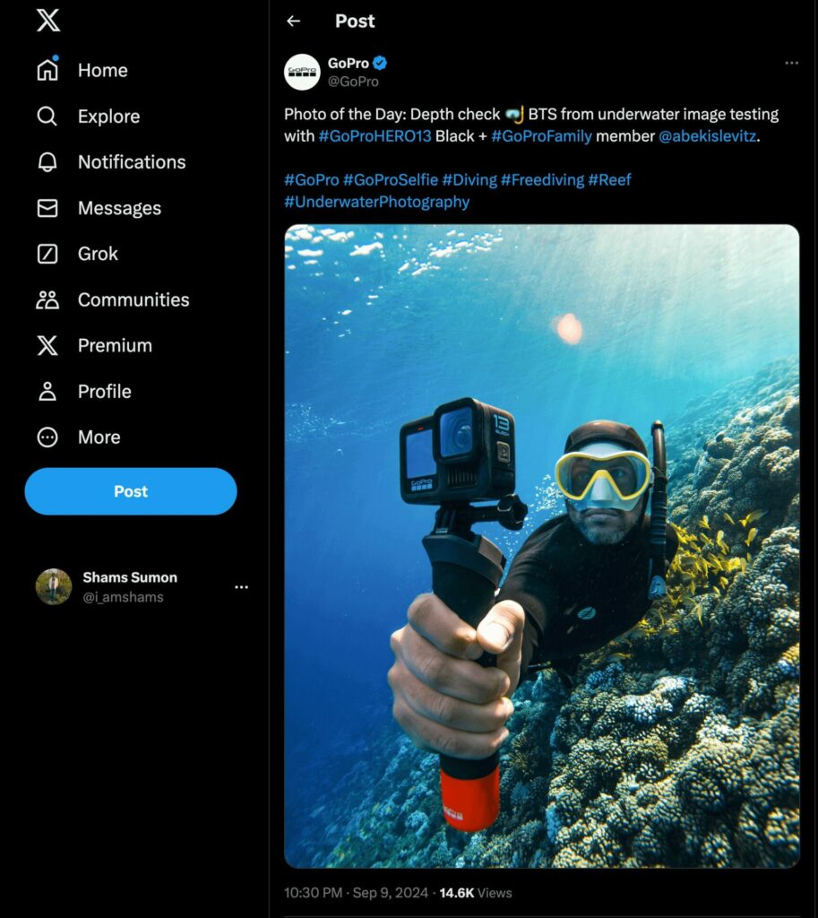 This is a screenshot of a GoPro twitter post