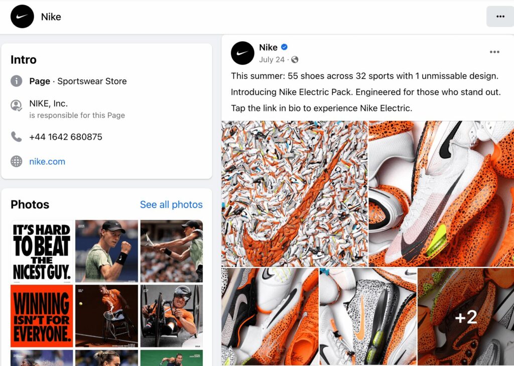 This is a post of Nike Facebook page