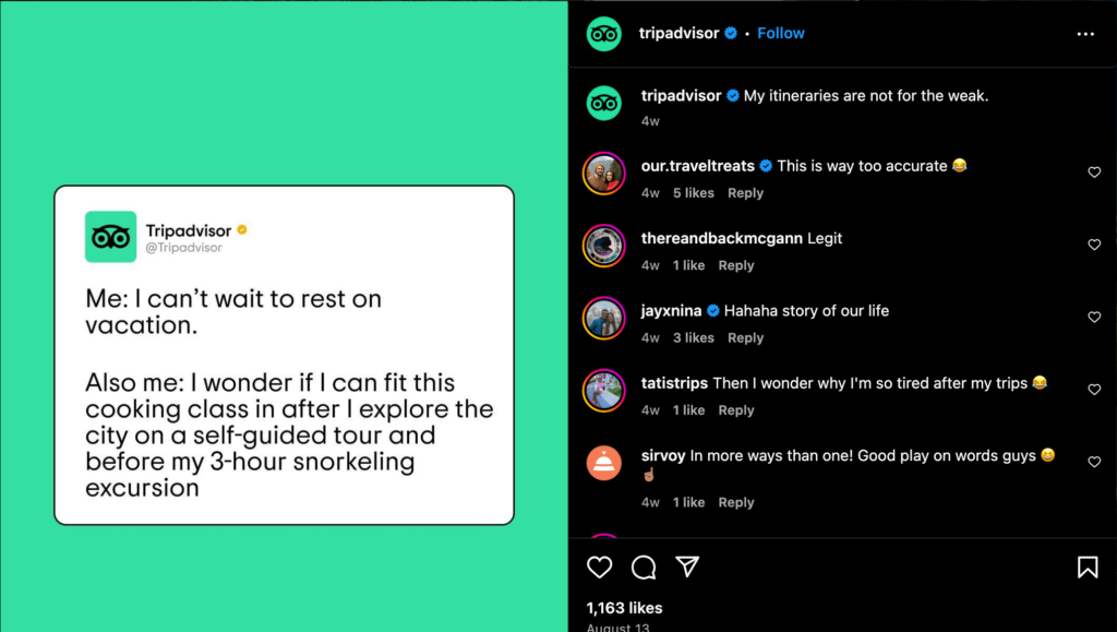 This is a screenshot of the Tripadvisor social media