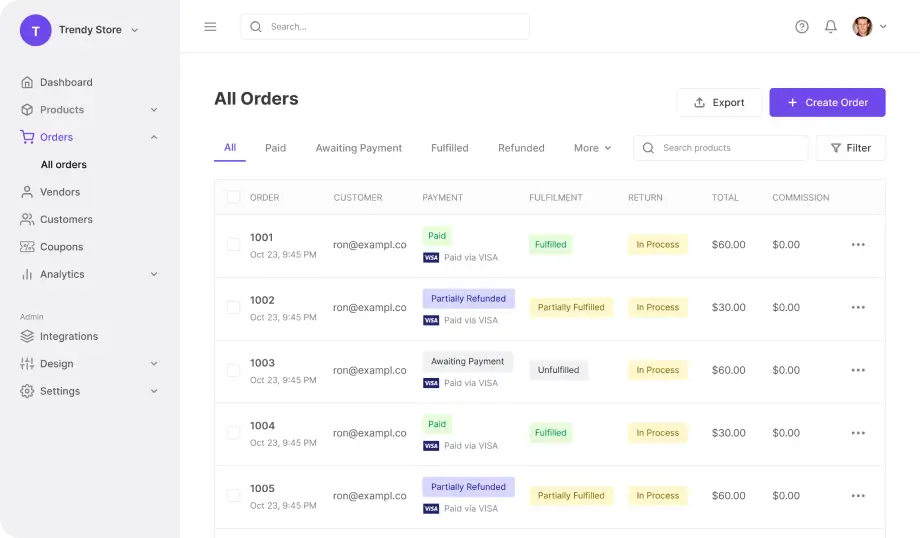 effortless order management for vendors