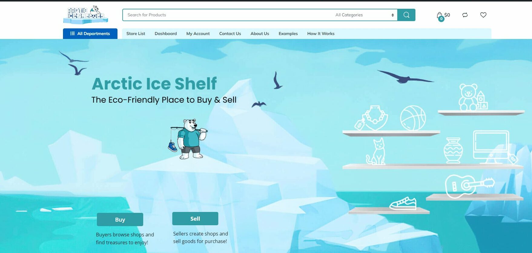 This is a screenshot of Artic Ice Shelf Homepage