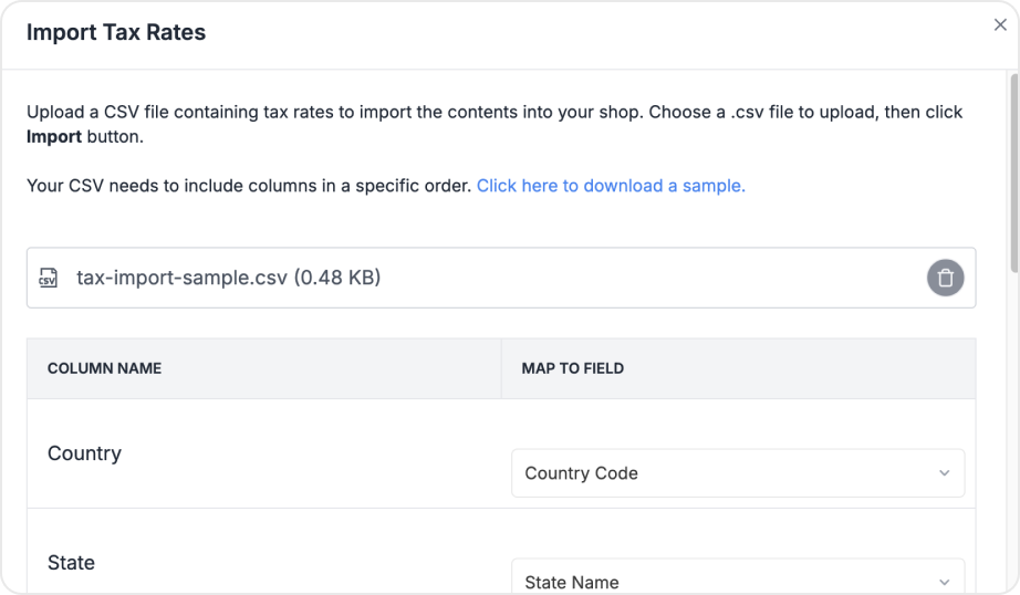 import tax rates