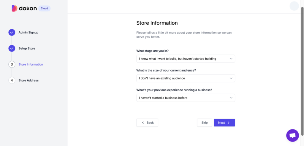 This image shows how to insert Dokan standalone store information