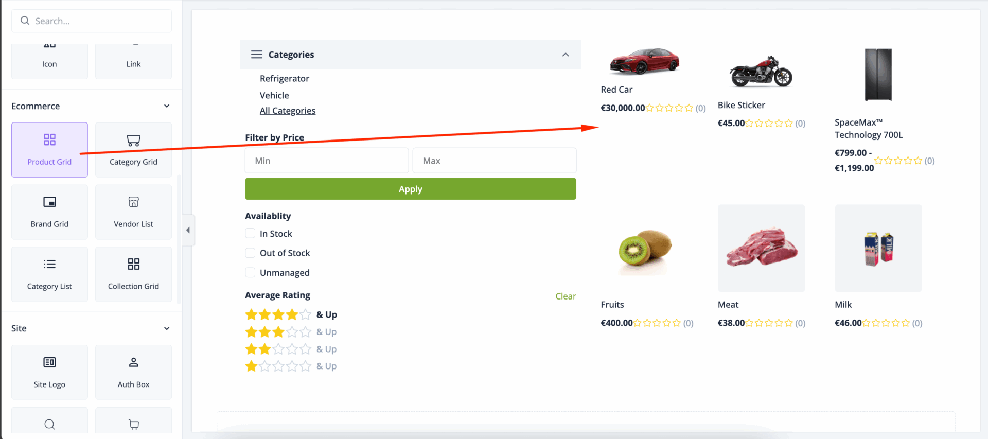 This is a screenshot of product Grid