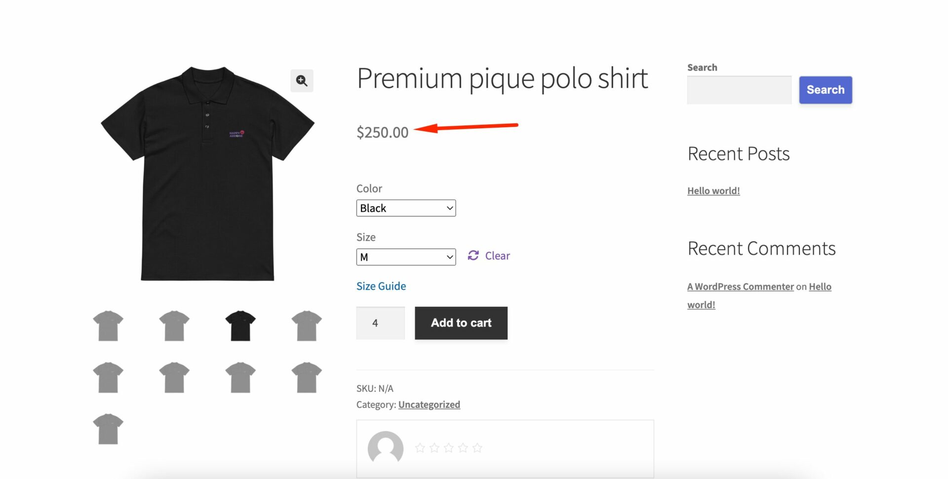 This is a screenshot of product pricing 