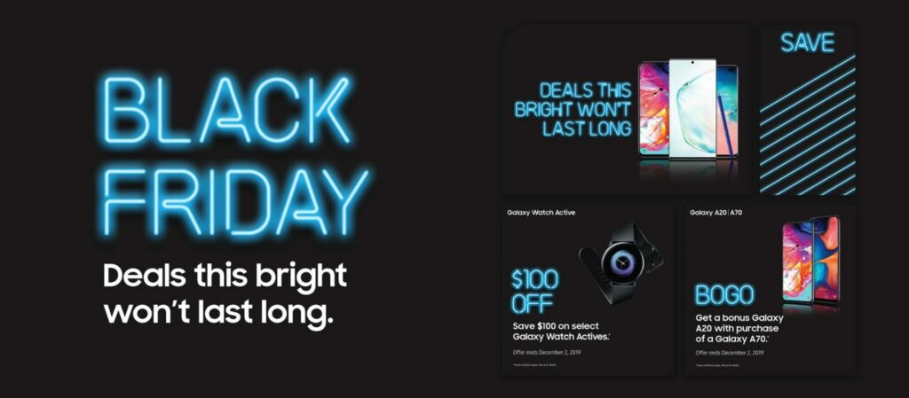 This is a screenshot of samsung black friday campaign