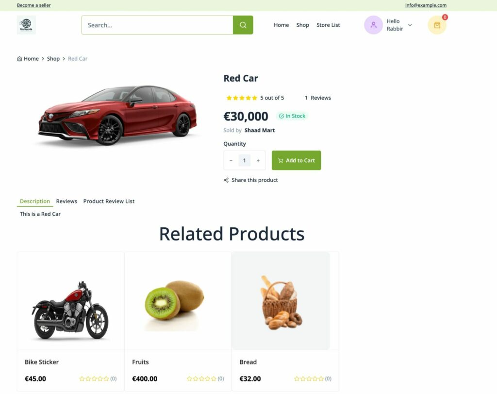 This is a screenshot of final preview of single product page