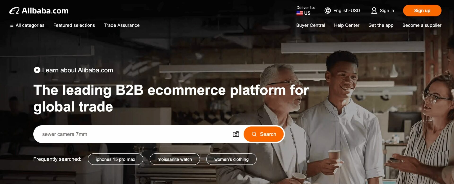 This is a screenshot of the Alibaba B2B marketplace 