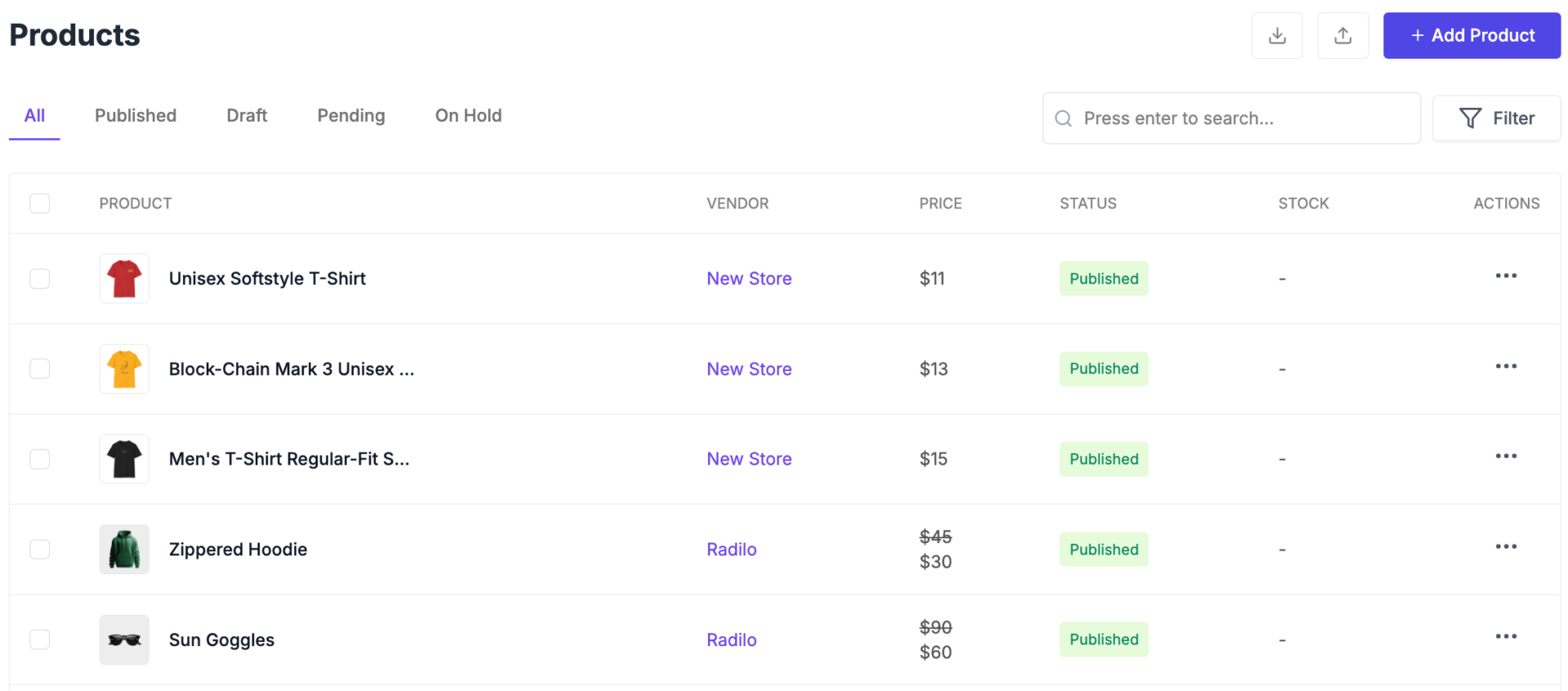 This is a screenshot to dokan cloud product management