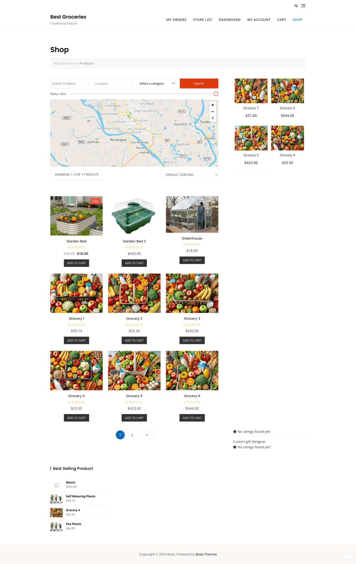 This is a screenshot of grocery delivery marketplace