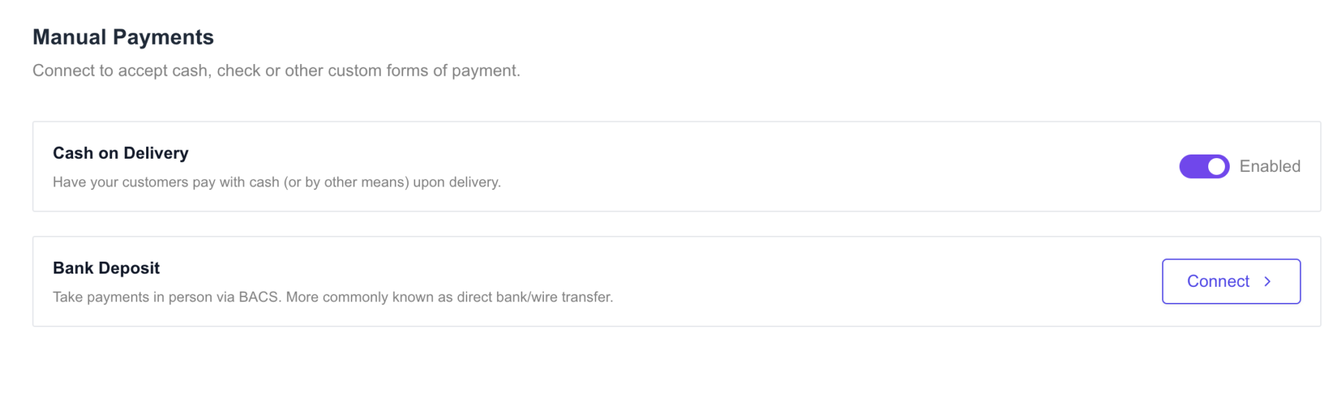 This image shows the manual payment options of dokan cloud shop