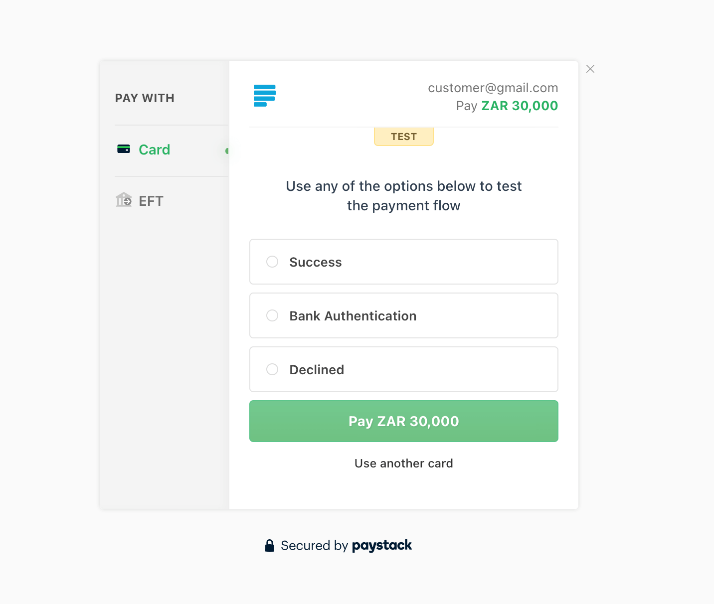 This is a screenshot of payment confirm