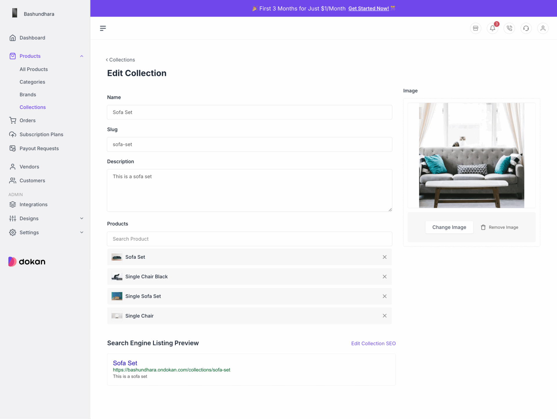 This is a screenshot of product published