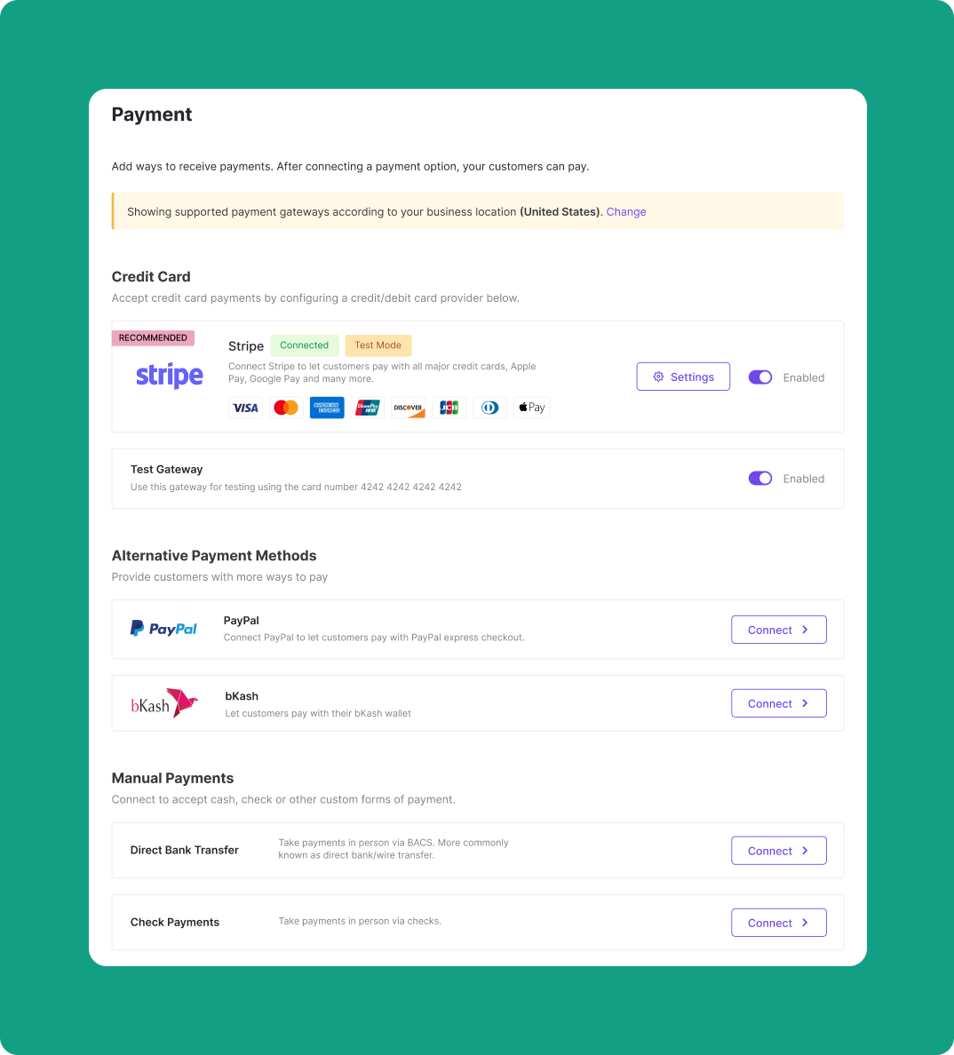 connect a payment gateway