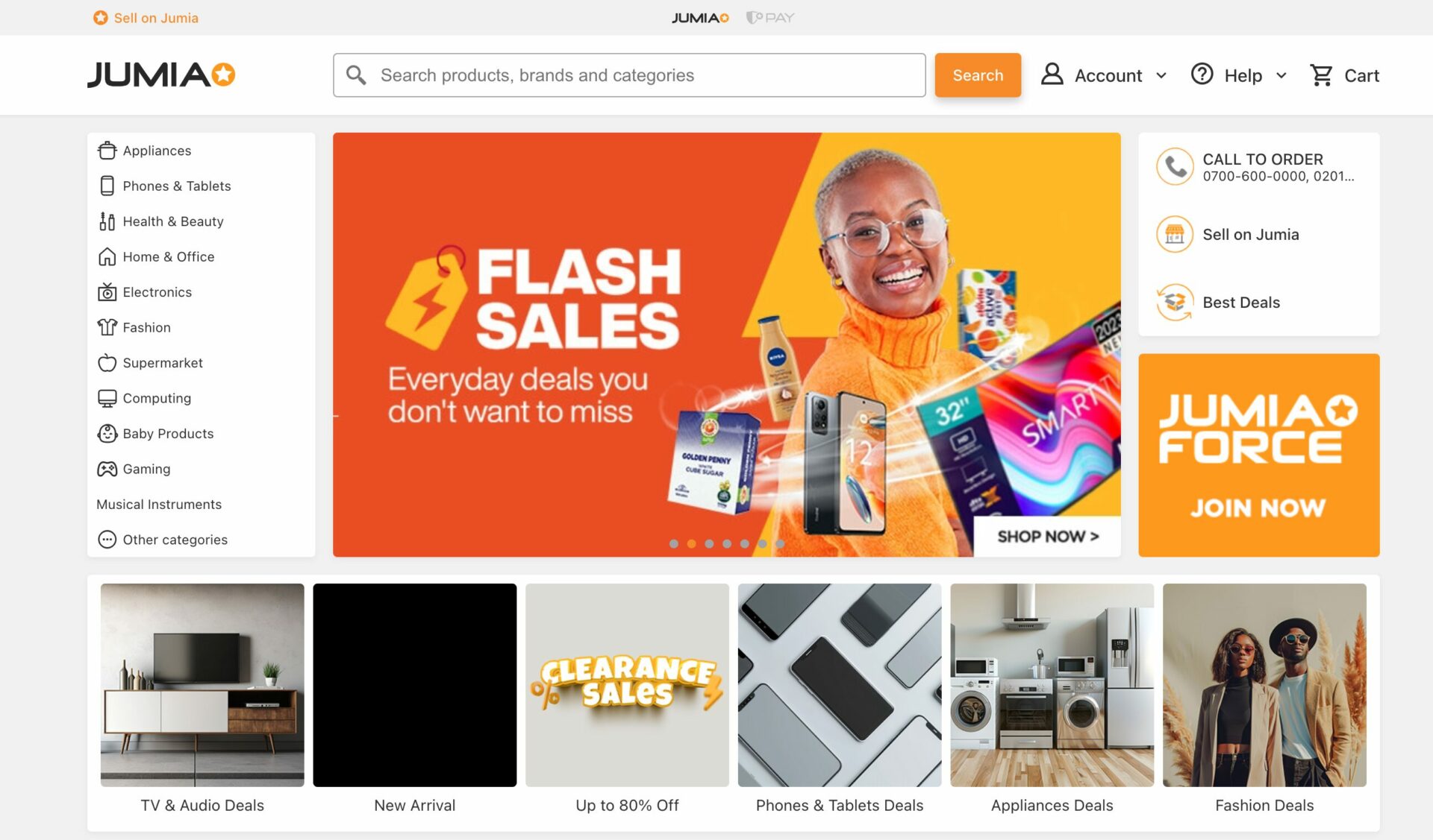 This is a screenshot of JUMIA homepage