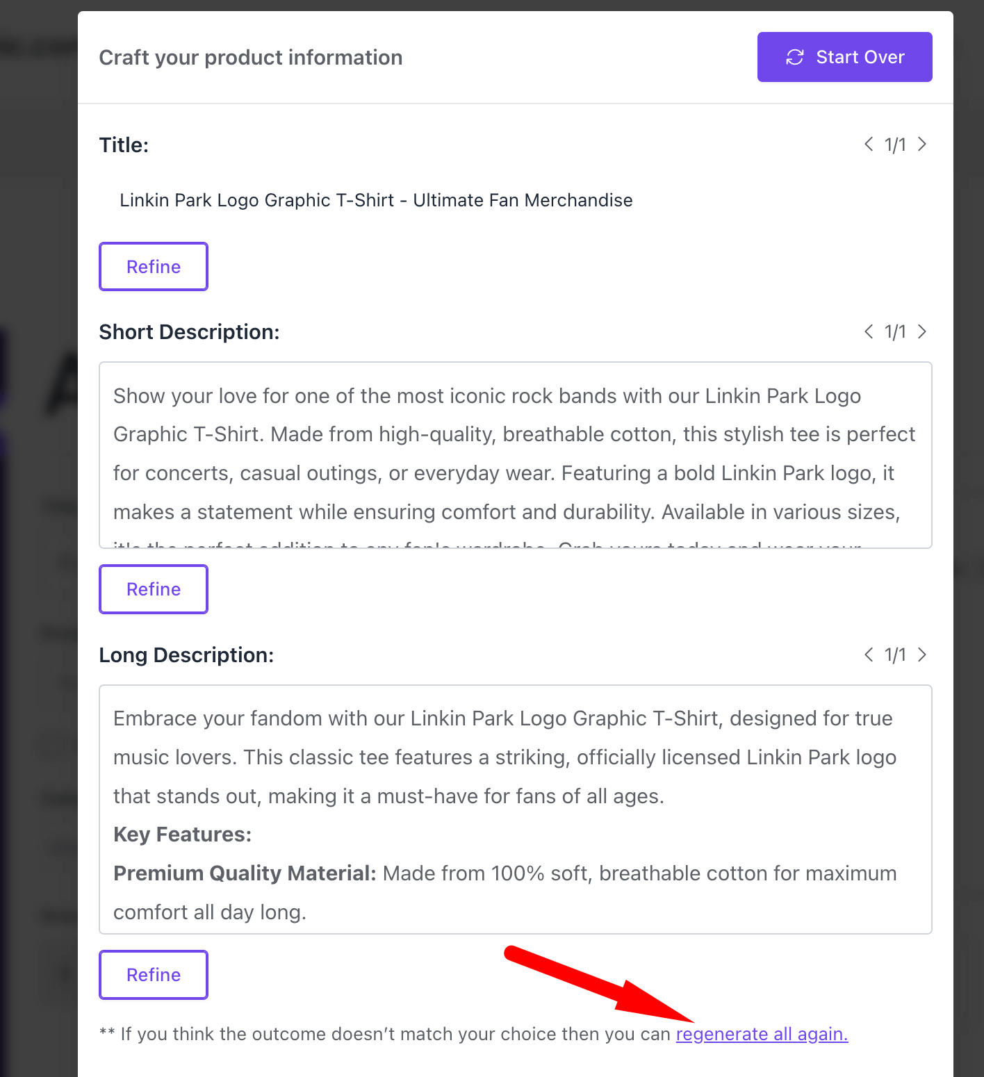 Dokan AI Assistant 5 This is a screenshot of regenerate