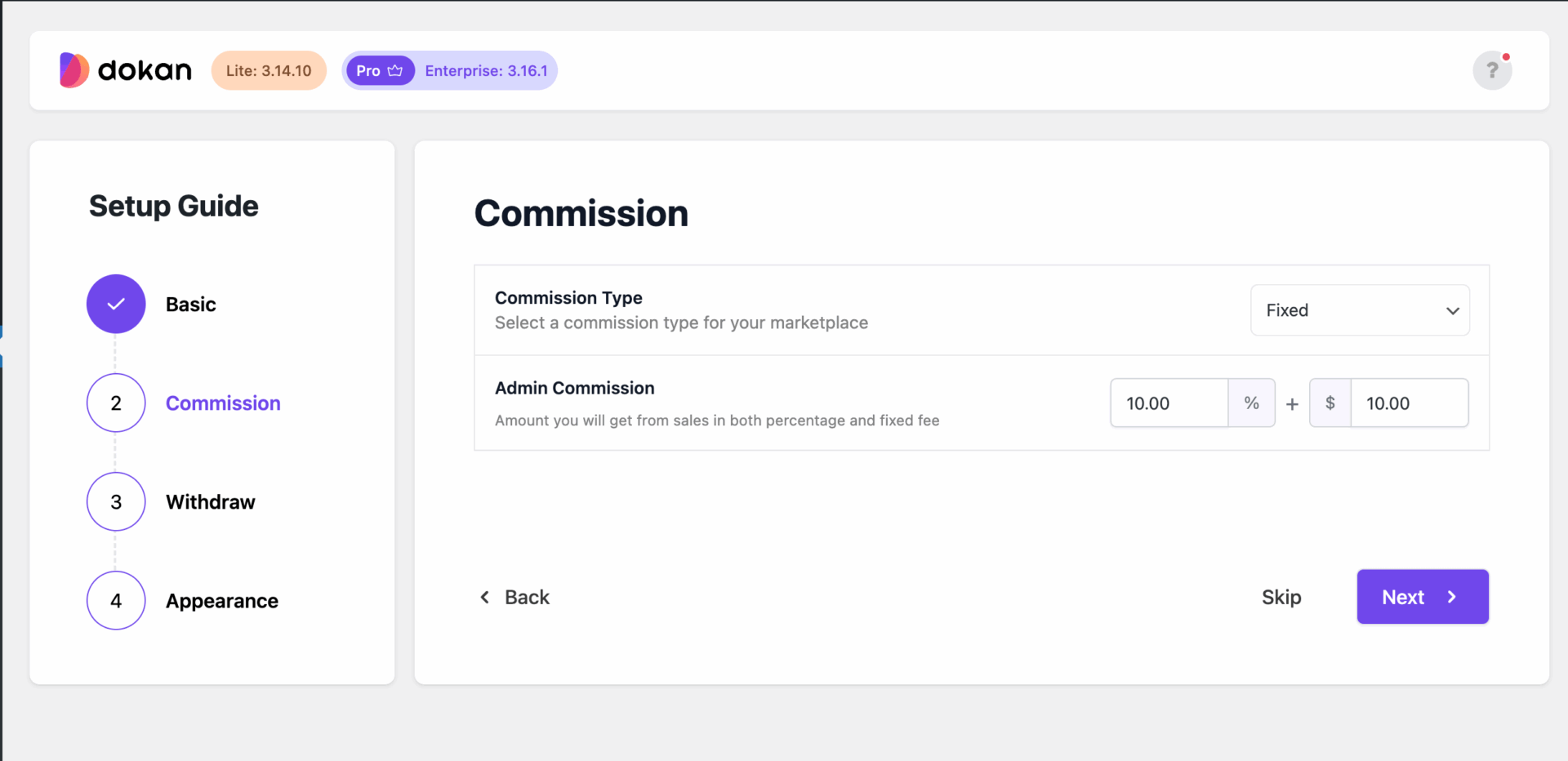 Admin Multi-Step Setup Wizard 3 step 2